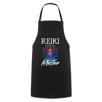 Reiki Master Chakra Energy Yoga Meditation - Cooking Apron - black - Front - AI Model Male 185 dark (185cm)