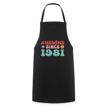 Reverent since 1981 Groovy birthday - Cooking Apron - black - Front - AI Model Male 185 dark (185cm)