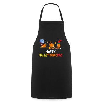 Funny football Happy Hallothanksmas - Cooking Apron - black - Front - AI Model Male 185 dark (185cm)