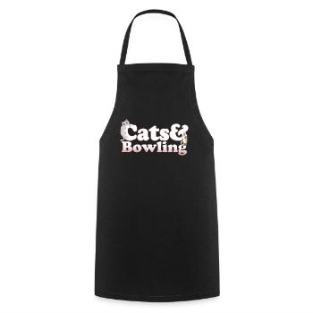Cute Kawaii Cats And Bowling Women's Cat and - Cooking Apron - black - Front - AI Model Male 185 dark (185cm)