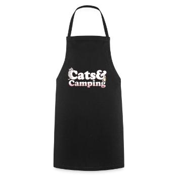 Cute Kawaii Cats And Camping Women's Cat and - Cooking Apron - black - Front - AI Model Male 185 dark (185cm)