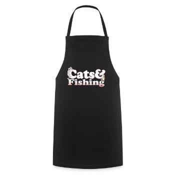 Chats mignons de Kawaii et chat de femmes de pêche et - Tablier de cuisine - noir - Devant - AI Model Male 185 dark (185cm)