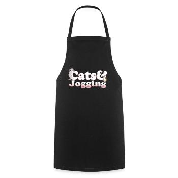 Cute Kawaii Cats And Jogging Women's Cat and - Cooking Apron - black - Front - AI Model Male 185 dark (185cm)