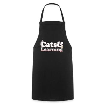 Cute Kawaii Cats And Learning Women's Cat and - Cooking Apron - black - Front - AI Model Male 185 dark (185cm)