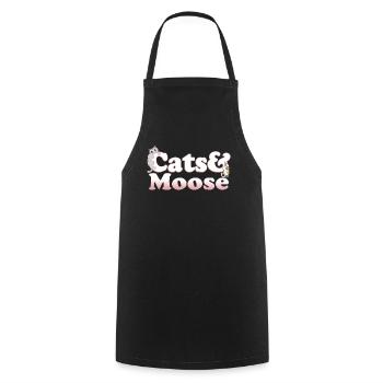 Cute Kawaii Cats And Moose Women's Cat and Moose - Kochschürze - Schwarz - Vorne - AI Model Male 185 dark (185cm)