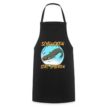 Waller Angler Angelsport Angeln Fisch - Kochschürze - Schwarz - Vorne - AI Model Male 185 dark (185cm)