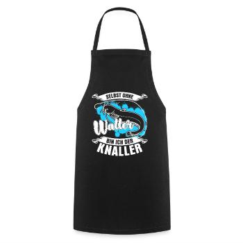 Waller Fischer Angler Fisch Angeln - Kochschürze - Schwarz - Vorne - AI Model Male 185 dark (185cm)