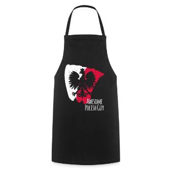 Poland Pole Flag Polish - Cooking Apron - black - Front - AI Model Male 185 dark (185cm)