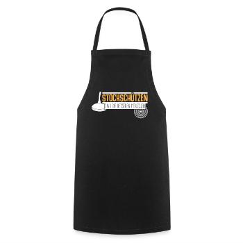 Eisstock Witz Stockschießen Stocksport - Kochschürze - Schwarz - Vorne - AI Model Male 185 dark (185cm)