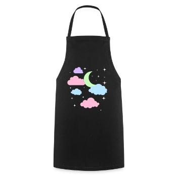 Niedlicher Pastel Goth Mond Wolken Kawaii - Kochschürze - Schwarz - Vorne - AI Model Male 185 dark (185cm)