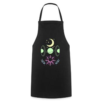 Pastel Goth Mond Niedlicher Halbmond - Kochschürze - Schwarz - Vorne - AI Model Male 185 dark (185cm)