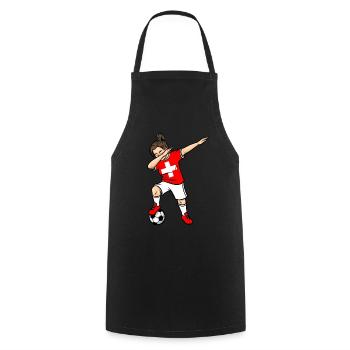 Dabbing Fußballspieler Mädchen Schweiz Fußball - Kochschürze - Schwarz - Vorne - AI Model Male 185 dark (185cm)