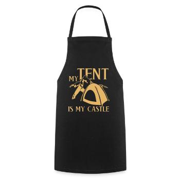 Camping Camping Camping Tent Camper - Cooking Apron - black - Front - AI Model Male 185 dark (185cm)