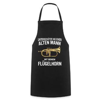 Flügelhorn Flügelhornist Horn Instrument - Kochschürze - Schwarz - Vorne - AI Model Male 185 dark (185cm)