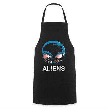 Alien UFO Aliens Außerirdischer - Kochschürze - Schwarz - Vorne - AI Model Male 185 dark (185cm)