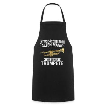Trompeten Instrument Trompetenspieler - Kochschürze - Schwarz - Vorne - AI Model Male 185 dark (185cm)