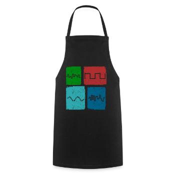 Synthesizer Waveforms Music Synthesizers - Cooking Apron - black - Front - AI Model Male 185 dark (185cm)