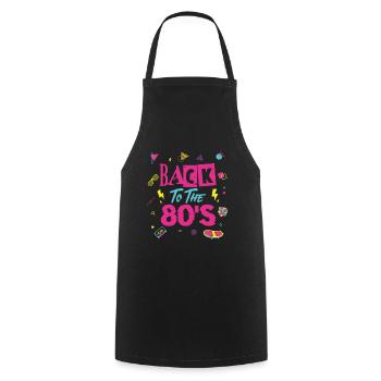80s 80er Party Outfit Kostüm Back To The 80'S - Kochschürze - Schwarz - Vorne - AI Model Male 185 dark (185cm)