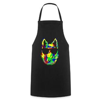 White Shepherd Dog with Sunglasses - Cooking Apron - black - Front - AI Model Male 185 dark (185cm)