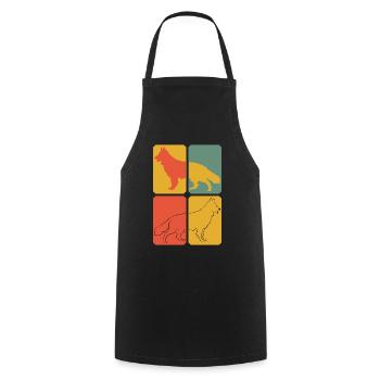 White Shepherd Retro Shepherd Dogs - Cooking Apron - black - Front - AI Model Male 185 dark (185cm)