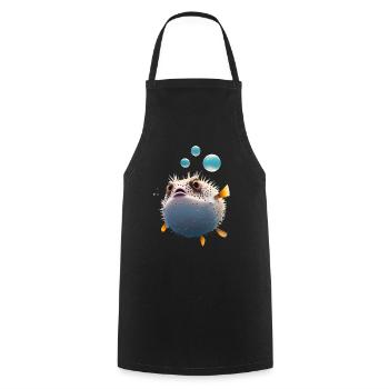 Puffer fish puffer fish Fish Ocean animal - Cooking Apron - black - Front - AI Model Male 185 dark (185cm)