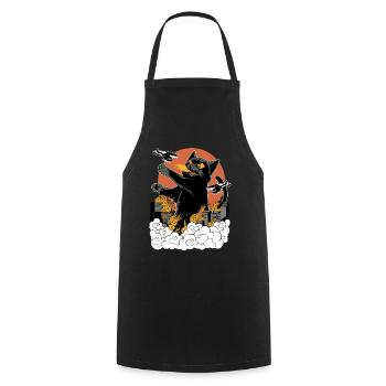 Coucher de soleil japonais Catzilla - Tablier de cuisine - noir - Devant - AI Model Male 185 dark (185cm)