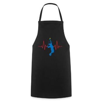 ECG de tennis Heartbeat | Couleurs changeantes - Tablier de cuisine - noir - Devant - AI Model Male 185 dark (185cm)