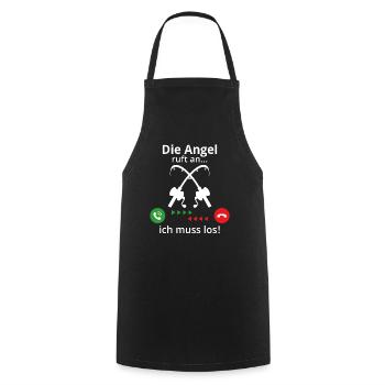Die Angel ruft an ich muss los - Kochschürze - Schwarz - Vorne - AI Model Male 185 dark (185cm)
