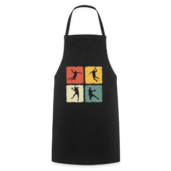 Handball Player Retro T-Shirt Handball - Cooking Apron - black - Front - AI Model Male 185 dark (185cm)