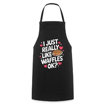 Gaufres Bonbons pour le petit-déjeuner - Tablier de cuisine - noir - Devant - AI Model Male 185 dark (185cm)