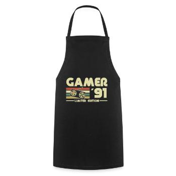 Gamer 91 - Cooking Apron - black - Front - AI Model Male 185 dark (185cm)