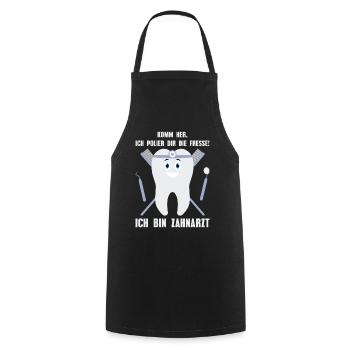 I'm a dentist! I'll polish your face! tooth - Cooking Apron - black - Front - AI Model Male 185 dark (185cm)