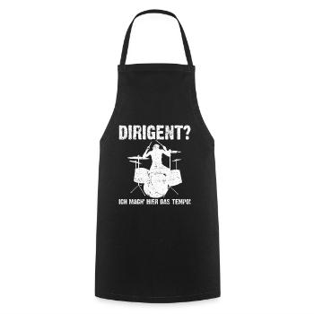 Dirigent - Ich mach hier das Tempo! Schlagzeug - Kochschürze - Schwarz - Vorne - AI Model Male 185 dark (185cm)