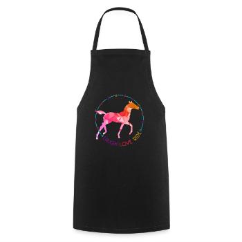 Laugh Love Ride Horse Riding Animal Lover Gift - Cooking Apron - black - Front - AI Model Male 185 dark (185cm)