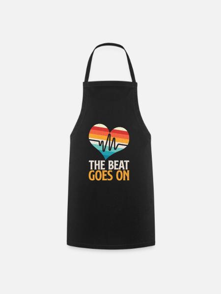 The Beat Goes On Heart - Cooking Apron - black