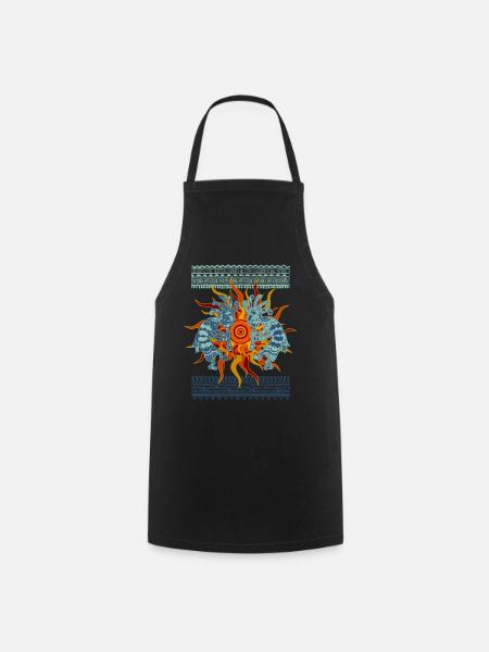 Indiens américains Kokopelli Musicans - Sun Border 1 - Tablier de cuisine - noir