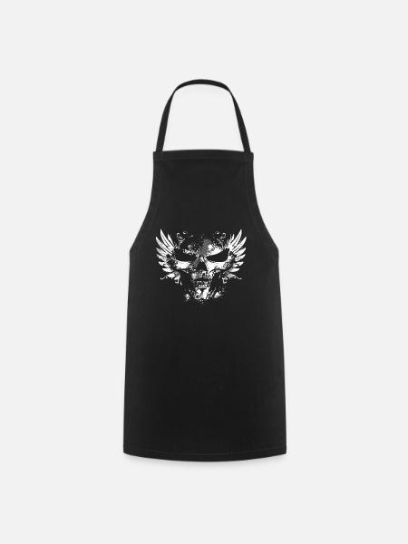 Crâne avec des ailes - Tablier de cuisine - noir