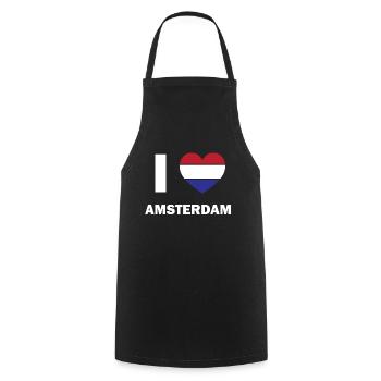 I love Amsterdam - Kochschürze - Schwarz - Vorne - AI Model Male 185 dark (185cm)