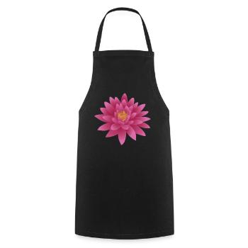 Lotus flower lotus flower water flower motif - Cooking Apron - black - Front - AI Model Male 185 dark (185cm)