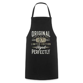 Jahrgang 1971 geboren Vintage Retro Geburtstag - Kochschürze - Schwarz - Vorne - AI Model Male 185 dark (185cm)
