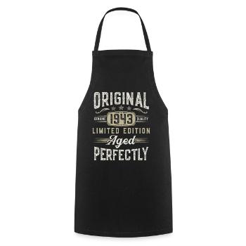 Né en 1943 Vintage Retro Anniversaire - Tablier de cuisine - noir - Devant - AI Model Male 185 dark (185cm)