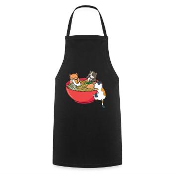 Kawaii Japanese Ramen Noodles Cats Anime Japan - Cooking Apron - black - Front - AI Model Male 185 dark (185cm)