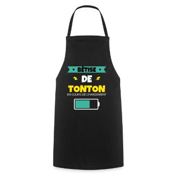 tonton bêtise cadeau noel humour famille - Tablier de cuisine - noir - Devant - AI Model Male 185 dark (185cm)