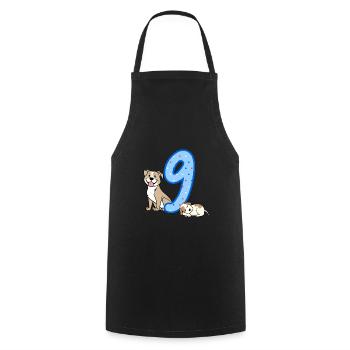 9. Geburtstag Junge Hunde Outfit 9 Jahre Alt - Kochschürze - Schwarz - Vorne - AI Model Male 185 dark (185cm)