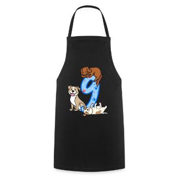 9. Geburtstag Junge Hunde Outfit 9 Jahre Alt - Kochschürze - Schwarz - Vorne - AI Model Male 185 dark (185cm)