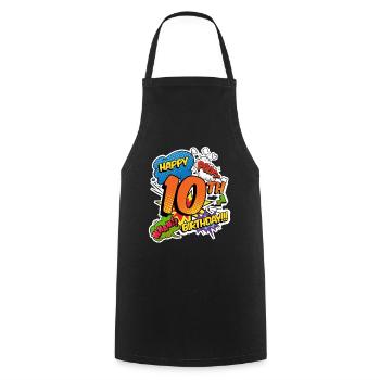 10. Geburtstag Junge Comic-Stil Superhelden - Kochschürze - Schwarz - Vorne - AI Model Male 185 dark (185cm)