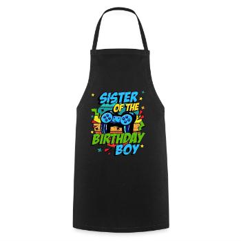 Birthday Sister Time to Level Level Up game - Cooking Apron - black - Front - AI Model Male 185 dark (185cm)