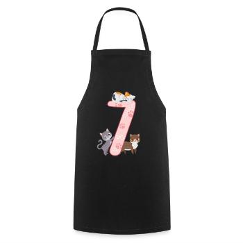 7ème anniversaire Fille Chat - Tablier de cuisine - noir - Devant - AI Model Male 185 dark (185cm)