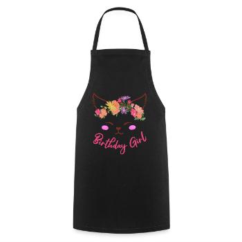 Anniversaire Fille Chats Tenue anniversaire fille - Tablier de cuisine - noir - Devant - AI Model Male 185 dark (185cm)