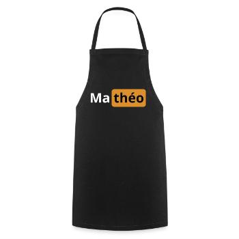 Cadeau beauf prénom | Mathéo | logo porno | humour - Tablier de cuisine - noir - Devant - AI Model Male 185 dark (185cm)